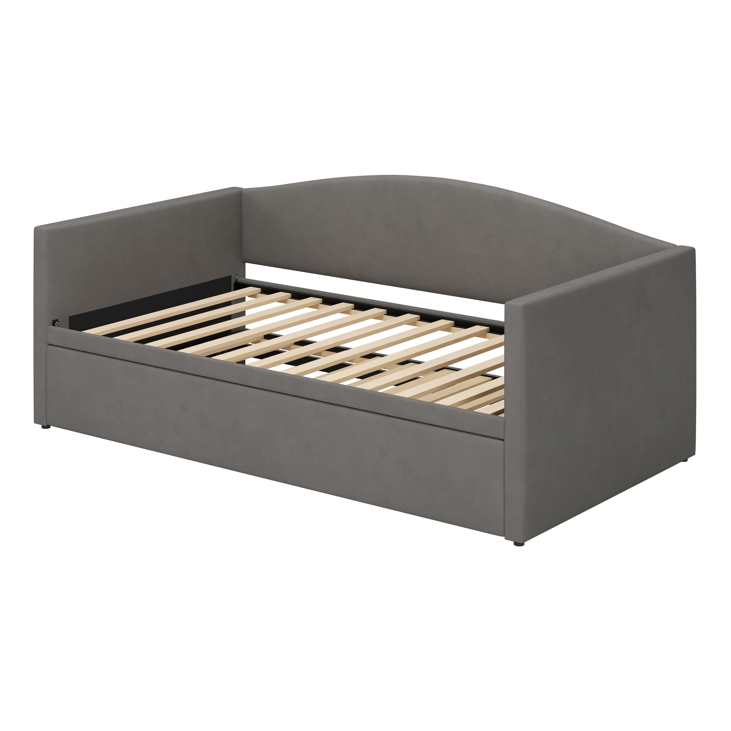 Velvet Daybed with Extended Pop Up Trundle, Upholstered Sofa Bed Daybed