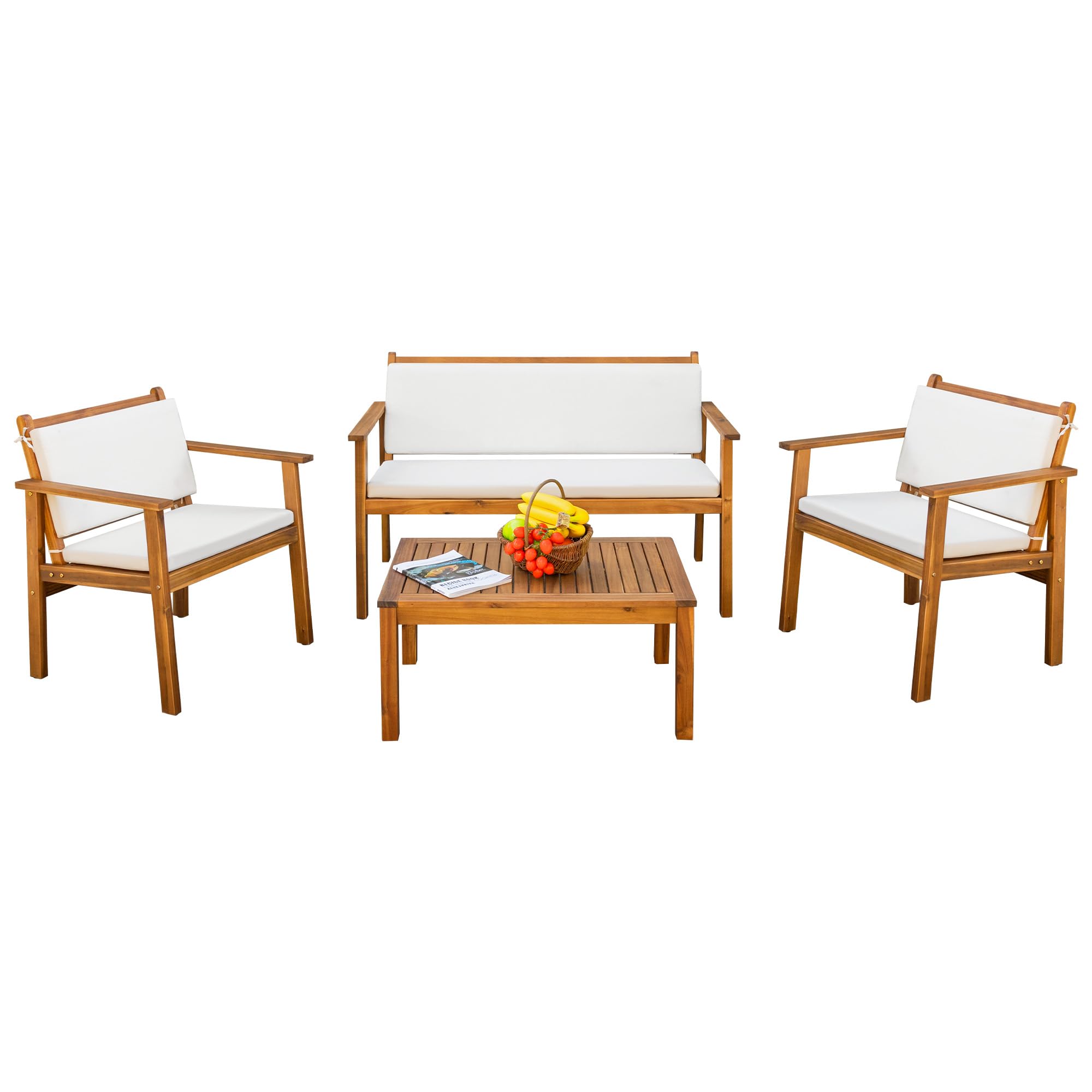 Patio Furniture 4 Piece Acacia Wood Outdoor Patio Furniture Sets