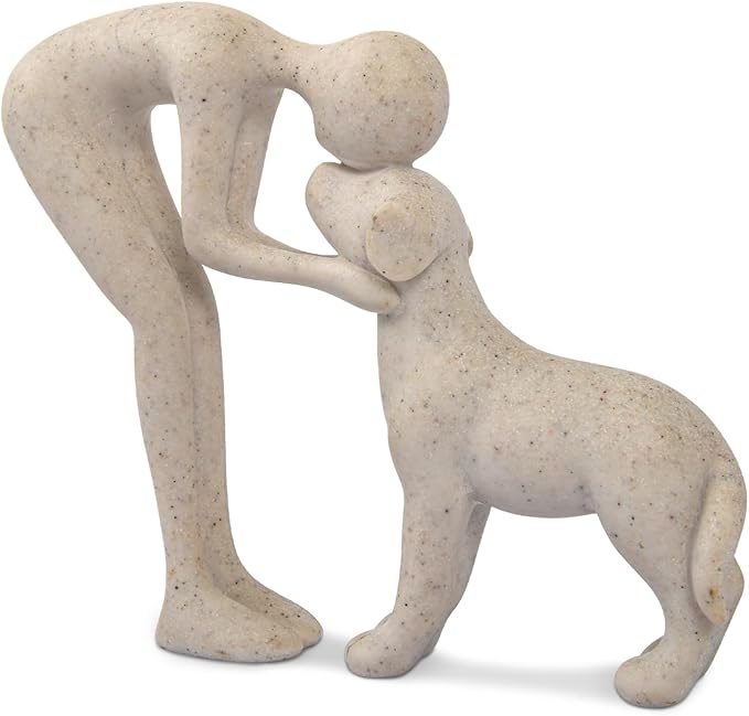 Dog Sculpture Home Decor Cute Man and Dog Statue Decoration for Office、Living Room