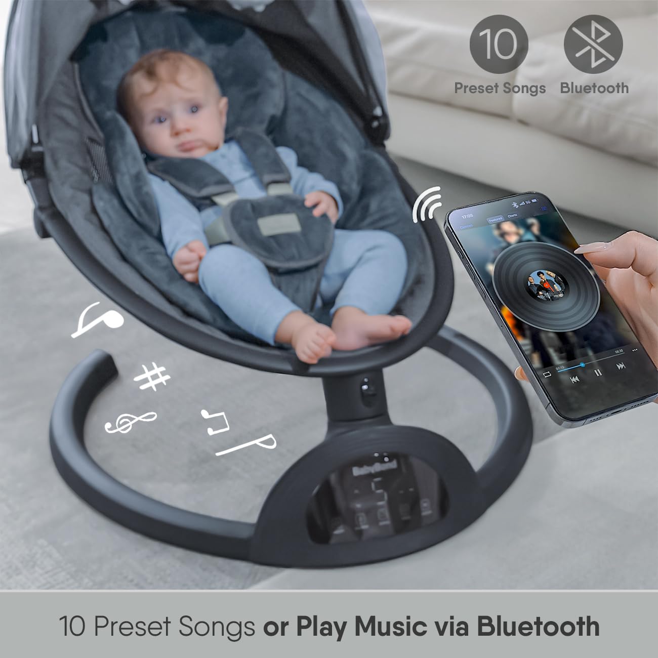 Baby Swings for Infants, Bluetooth Infant Swing with Music Speaker