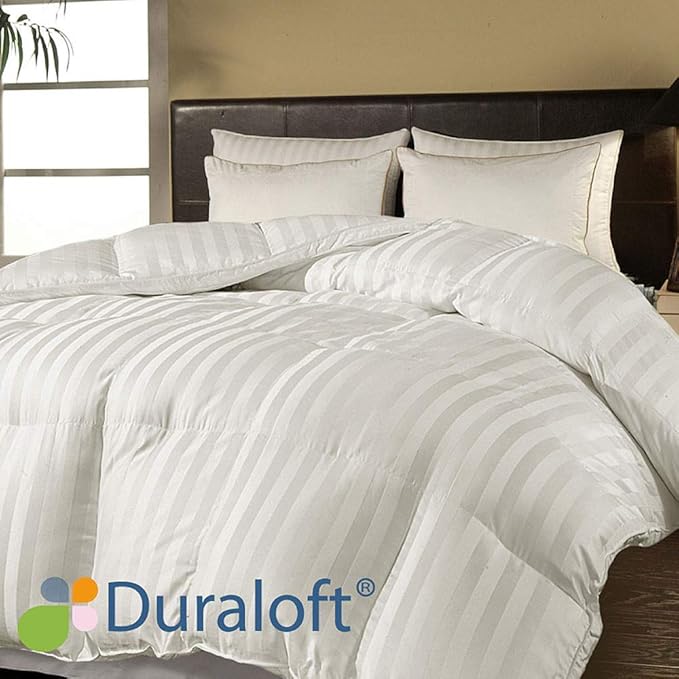500 Thread Count Cotton Damask Duraloft Down Alternative Comforter, King, White