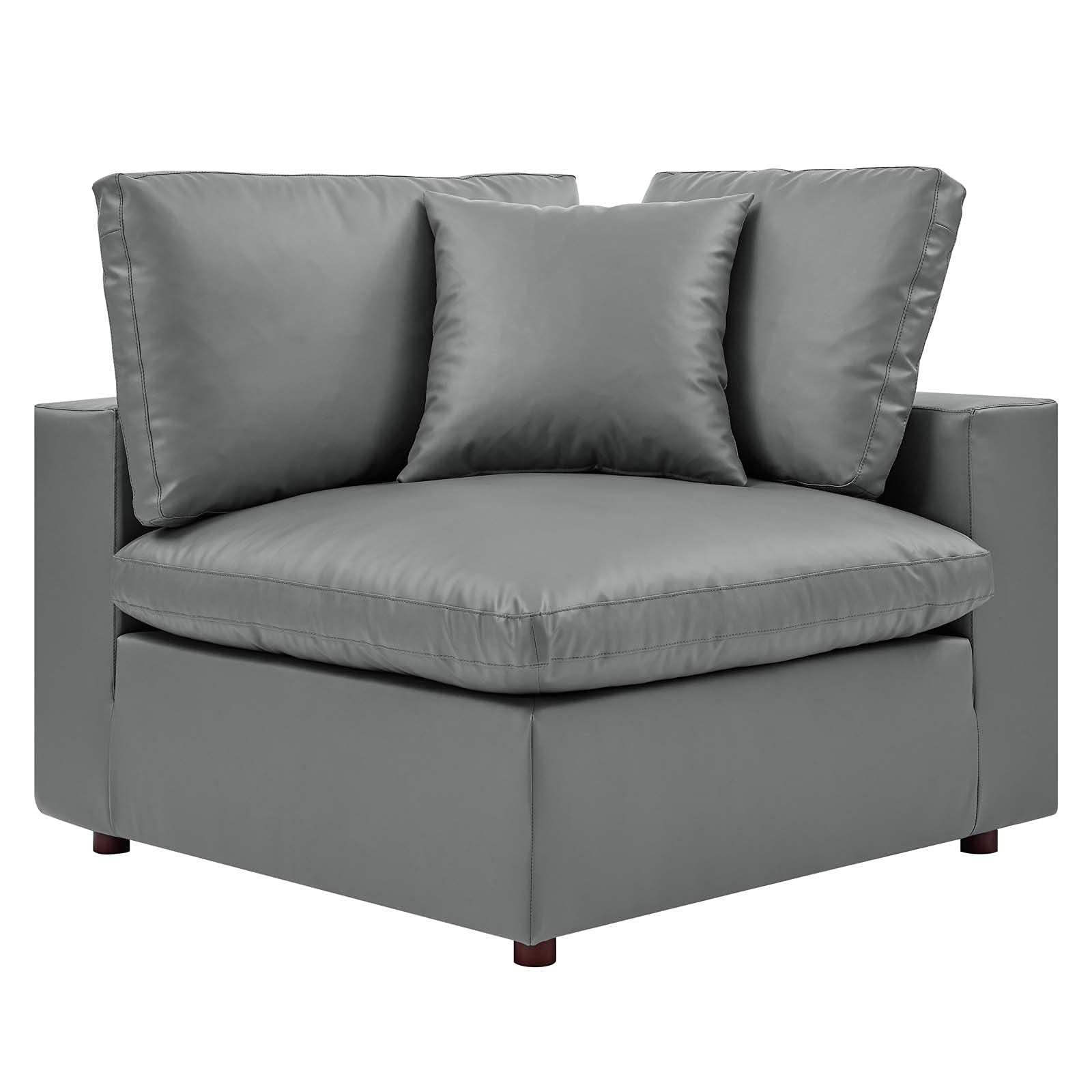 Commix Down-Filled Overstuffed Vegan Leather 4-Seater Sofa