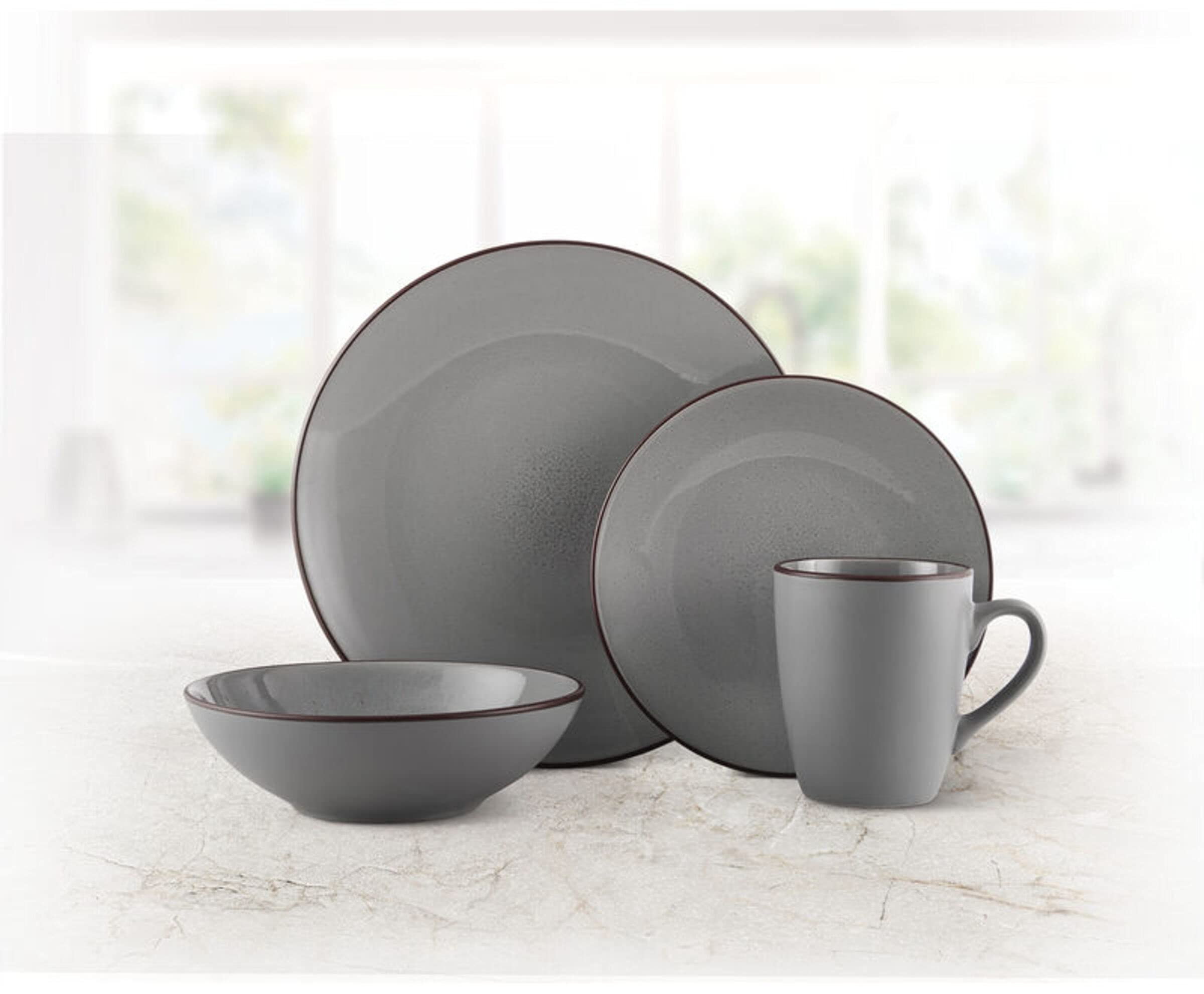 Pierce 16-Piece Dinnerware Set, Service for 4, Gray
