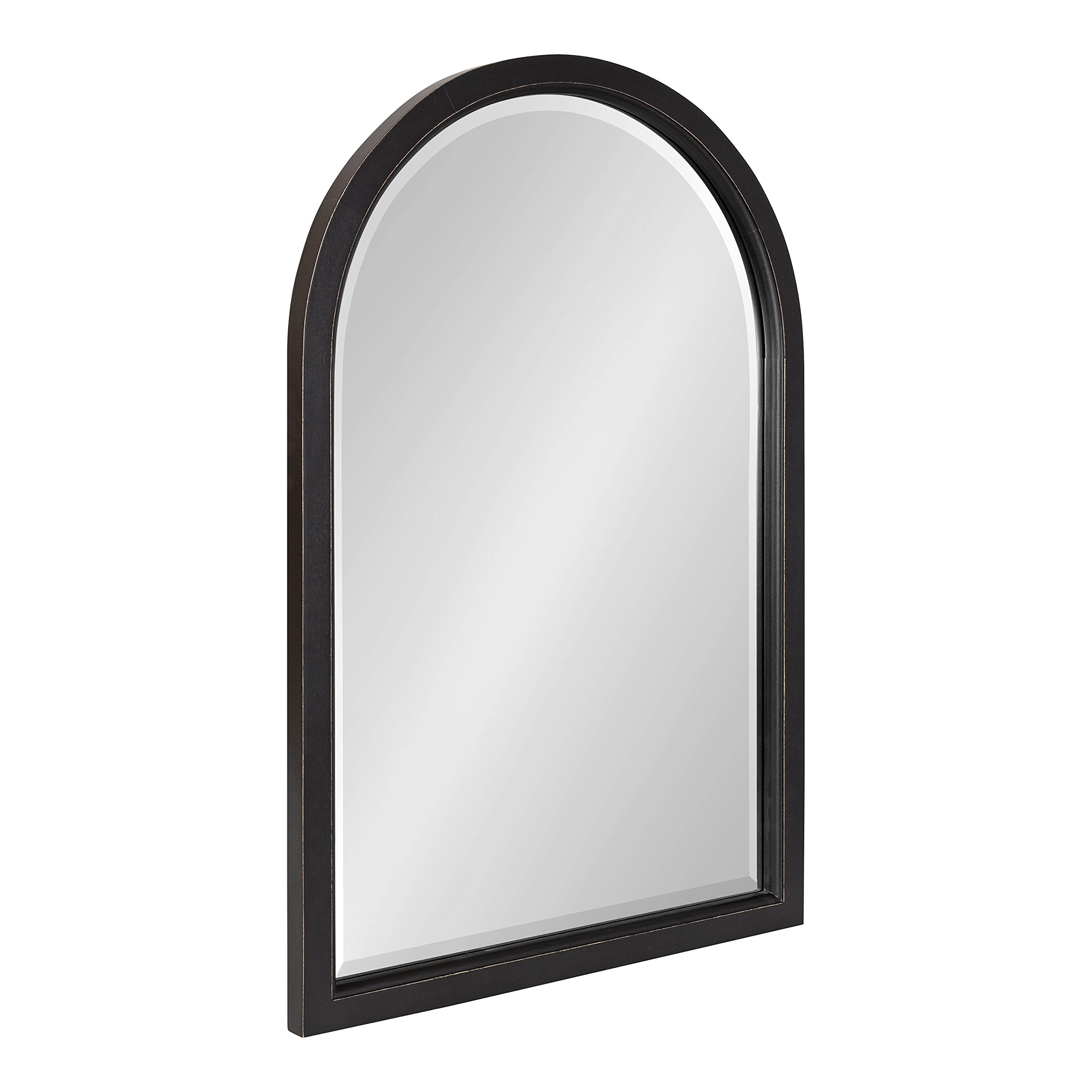Kate and Laurel Hogan Farmhouse Arch Mirror, 20 x 30, Rustic Black, Decorative Modern Wall Mirror for Display