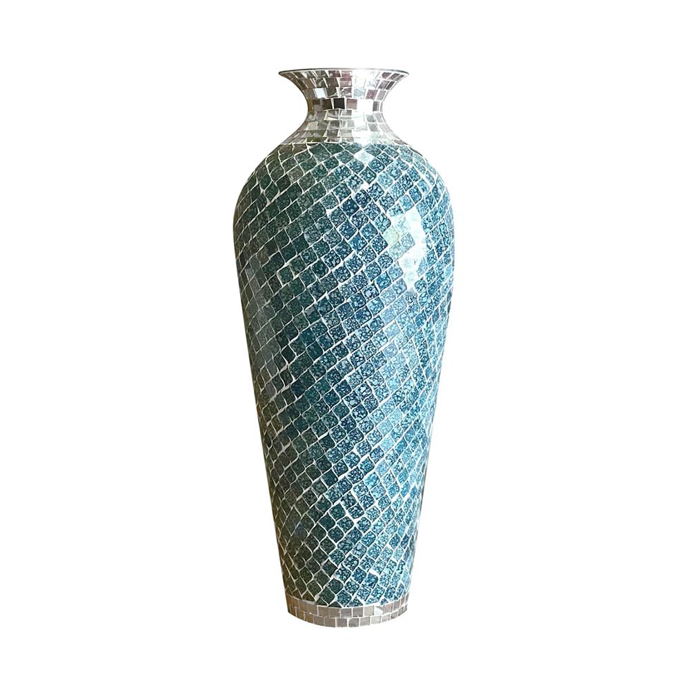 Floor Vase, Mosaic Vase, Decorative Metal Mosaic Piece Vase in Geometric Pattern Wavy