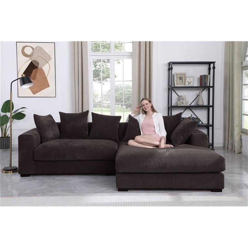 4-Piece Modern Fabric Upholstered Corduroy Sectional Sofa