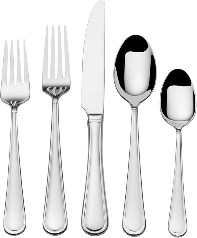 Satin Loft Flatware Service for 12, 65 Piece Set, 18/10 Stainless Steel