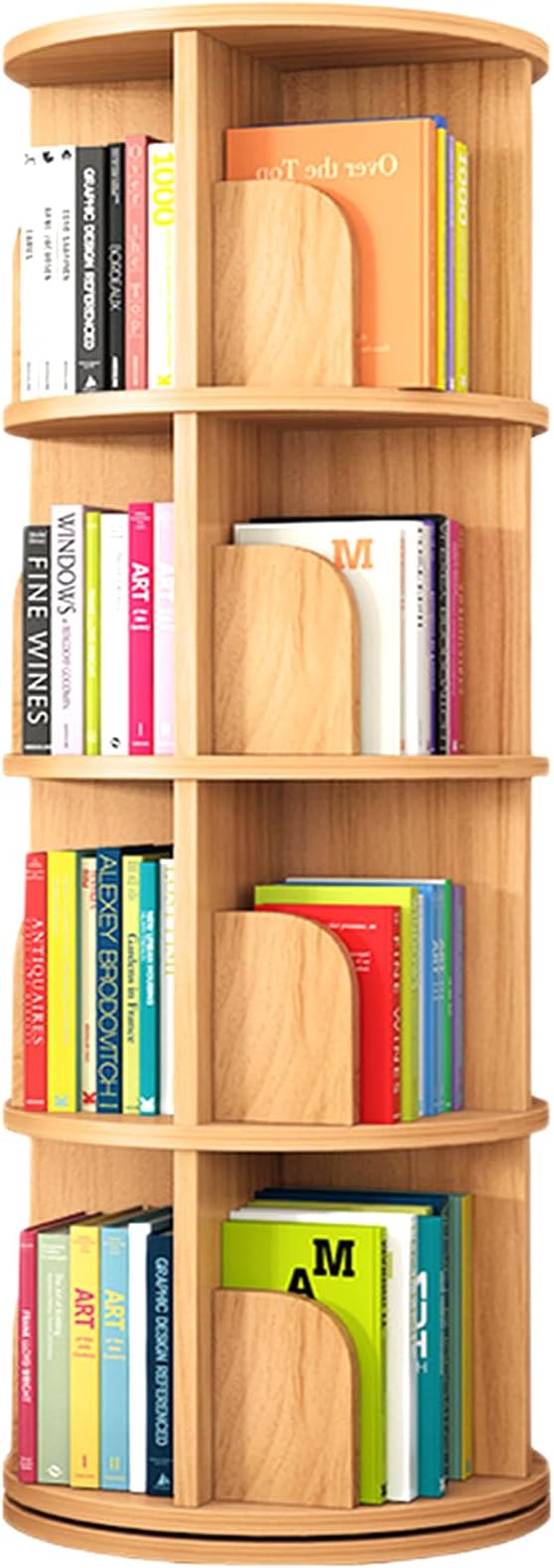 Bookshelf Tower,Rotating Bookshelf for Kids&Adults,3 Tier Rotating Stackable Shelves