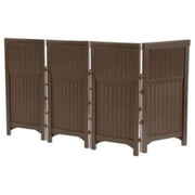 4 Freestanding Wicker Resin Reversible Panel Outdoor Screen Enclosure, Brown, 23"