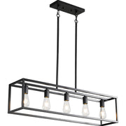 Kitchen Island Lighting, Modern Industrial Chandelier, 5-Light Linear Rectangular