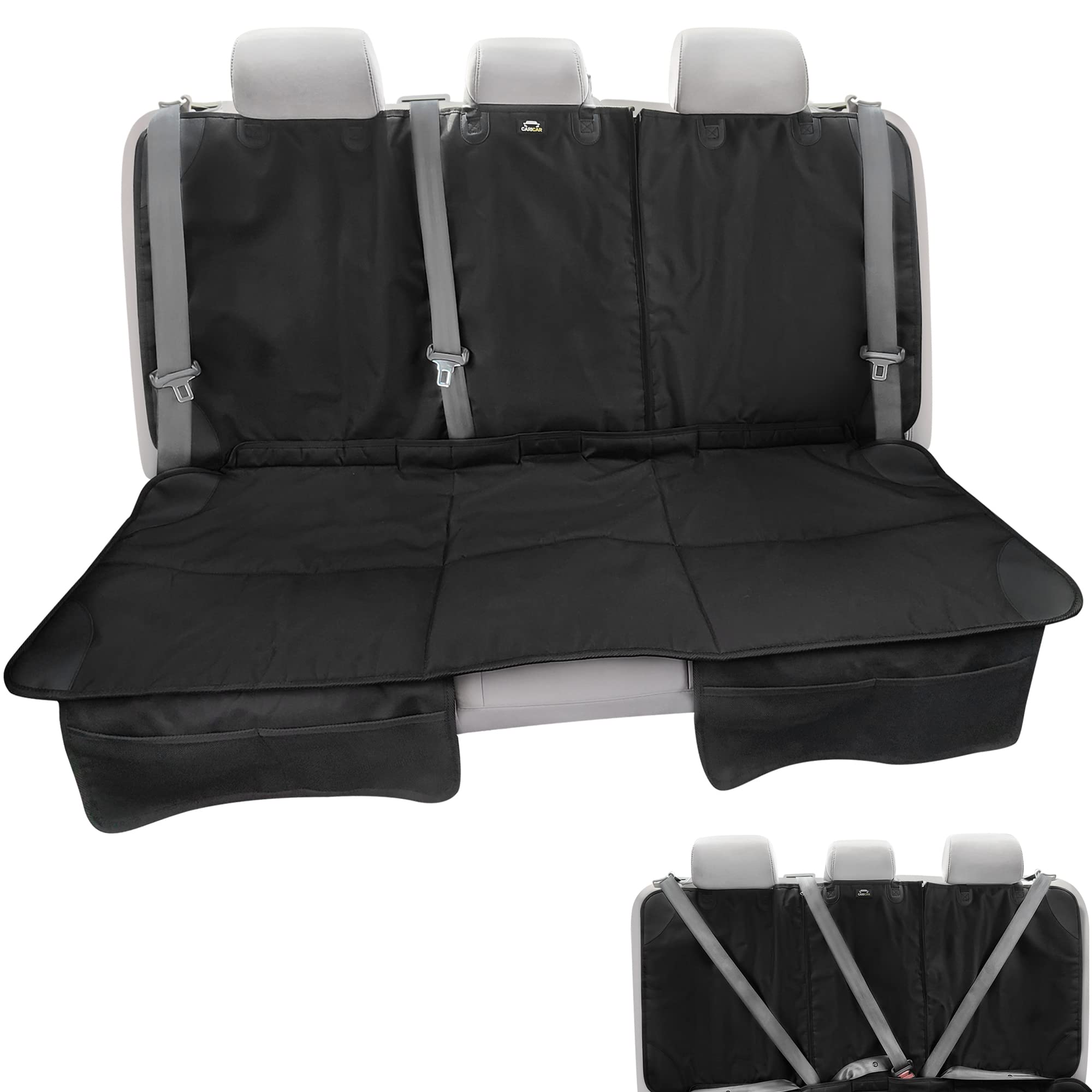 Car Seat Protector, Under Child Car Seats Cover | Waterproof, 3 Functional Rear Belts