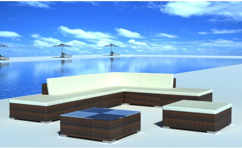 8PC Outdoor Patio Furniture Rattan Wicker Sectional Sofa Chair Couch Set Brown