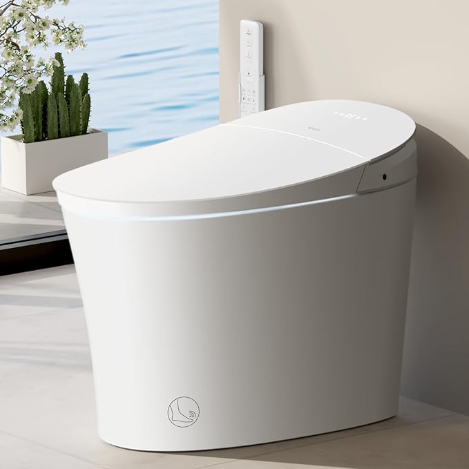 Smart Toilet,One Piece Bidet for Bathrooms,Modern Elongated Toilet with Warm Water