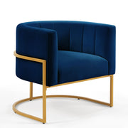 Velvet Accent Chair Navy Modern Comfy Upholstered Barrel Chair Padded Seat