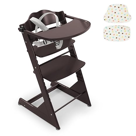 3-in-1 Convertible Wooden Toddler High Chair, Baby Feeding Chair with Removable Tray