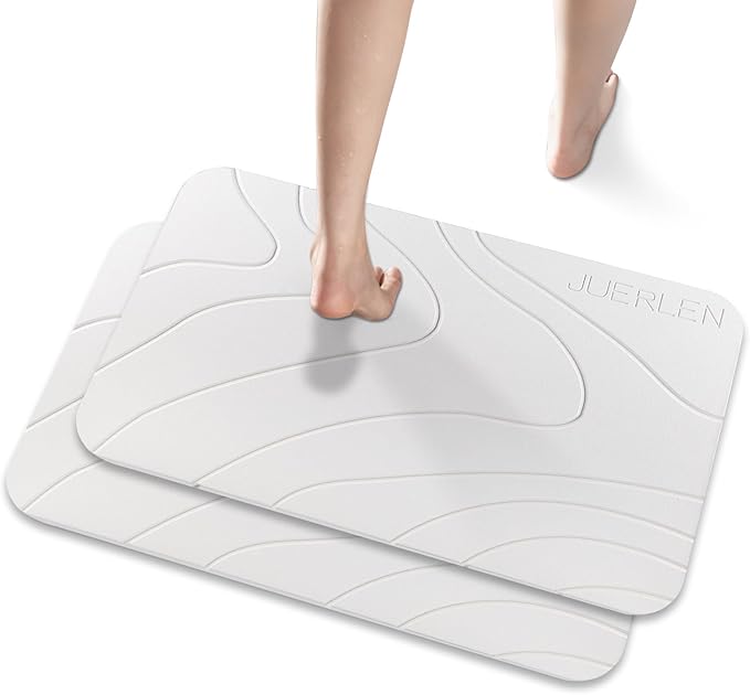 2 Pack Diatomaceous Earth Shower Mat, Stone Bath Mat
