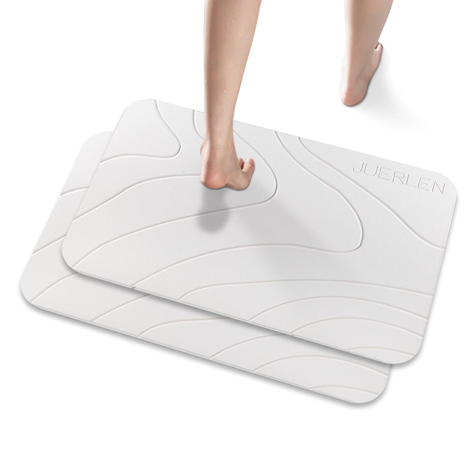 2 Pack Diatomaceous Earth Shower Mat, Stone Bath Mat