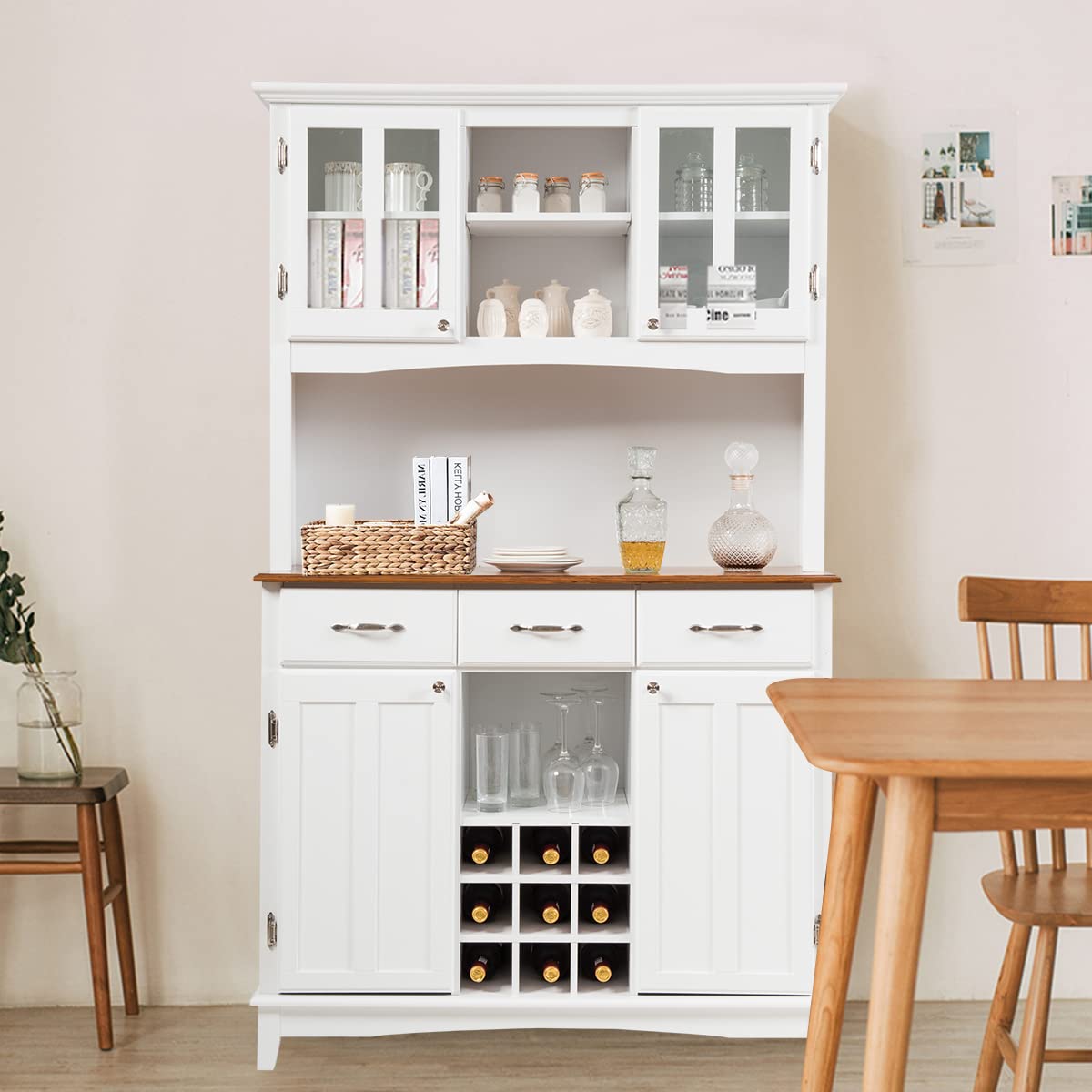 72.5” Hutch Cabinet with Storage, Kitchen Pantry Storage Cabinet