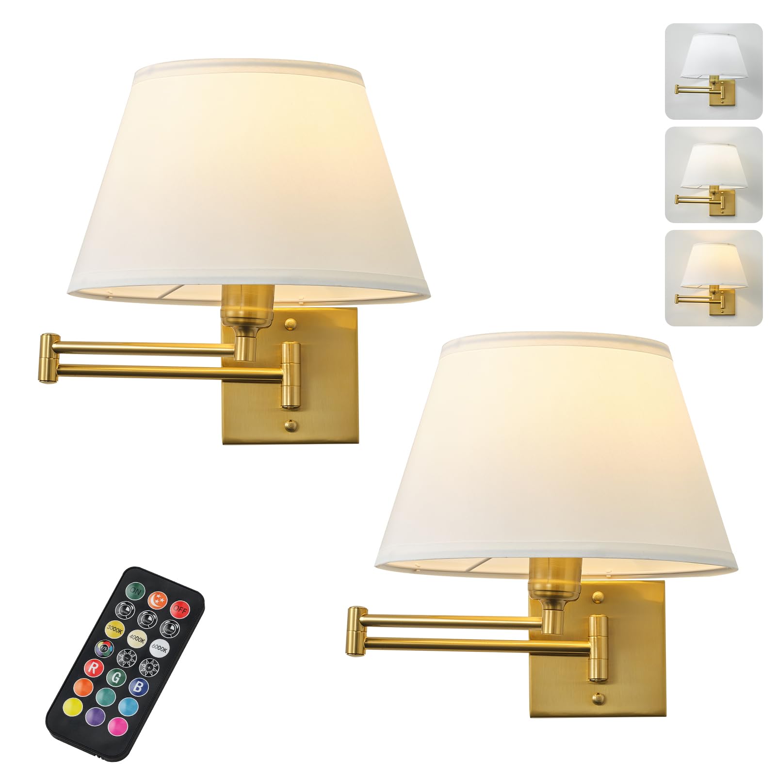Operated Wall Sconces Set of Two with Remote Control, Rechargeable Cordless