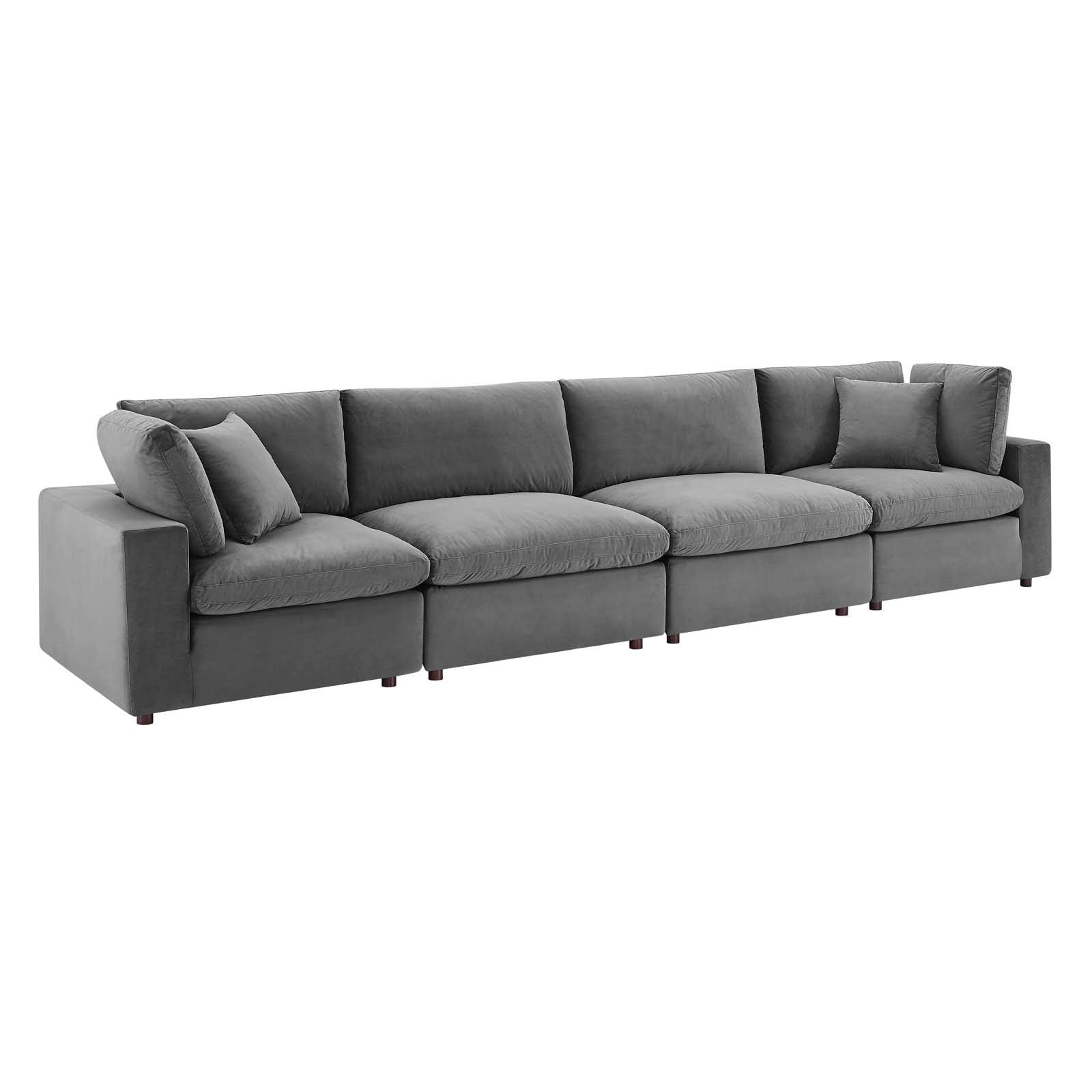 Commix Down-Filled Overstuffed Performance Velvet 4-Seater Sofa