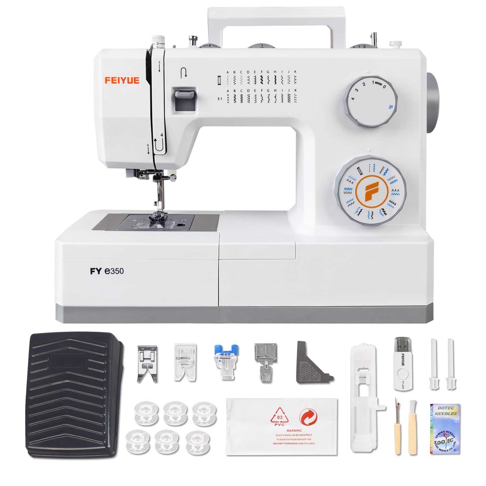 FYe350 Sewing Machine, Energy Saving Servo Motor, Heavy Duty & Portable