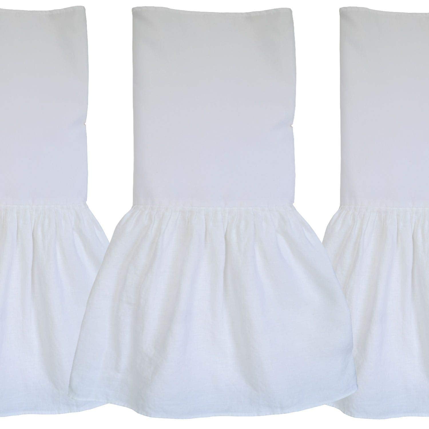 16 inch Drop Washed 100 Pure White Natural Linen Bedskirt Queen size Easy Fit Detachable