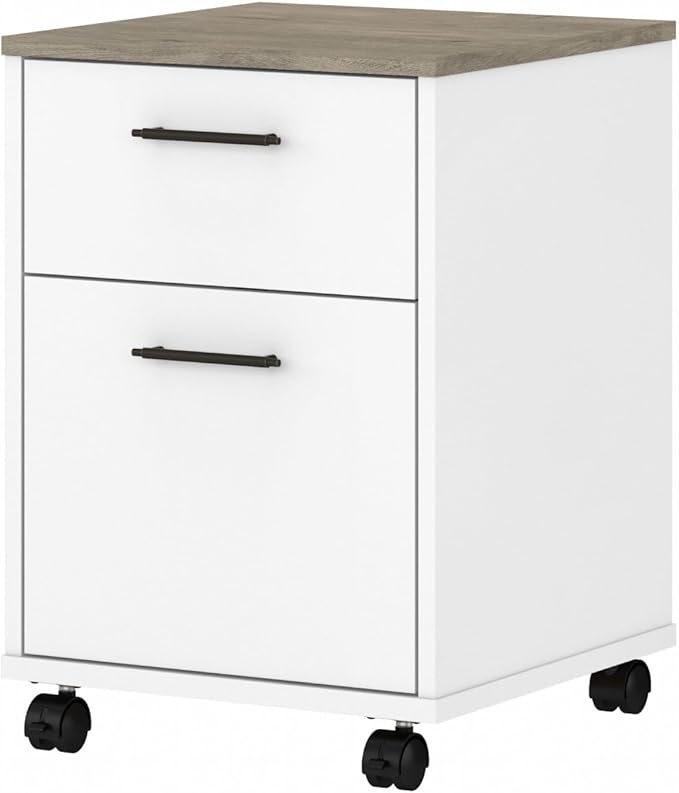 2 Drawer Rolling File Cabinet in Linen White Oak Mobile Organization for Home