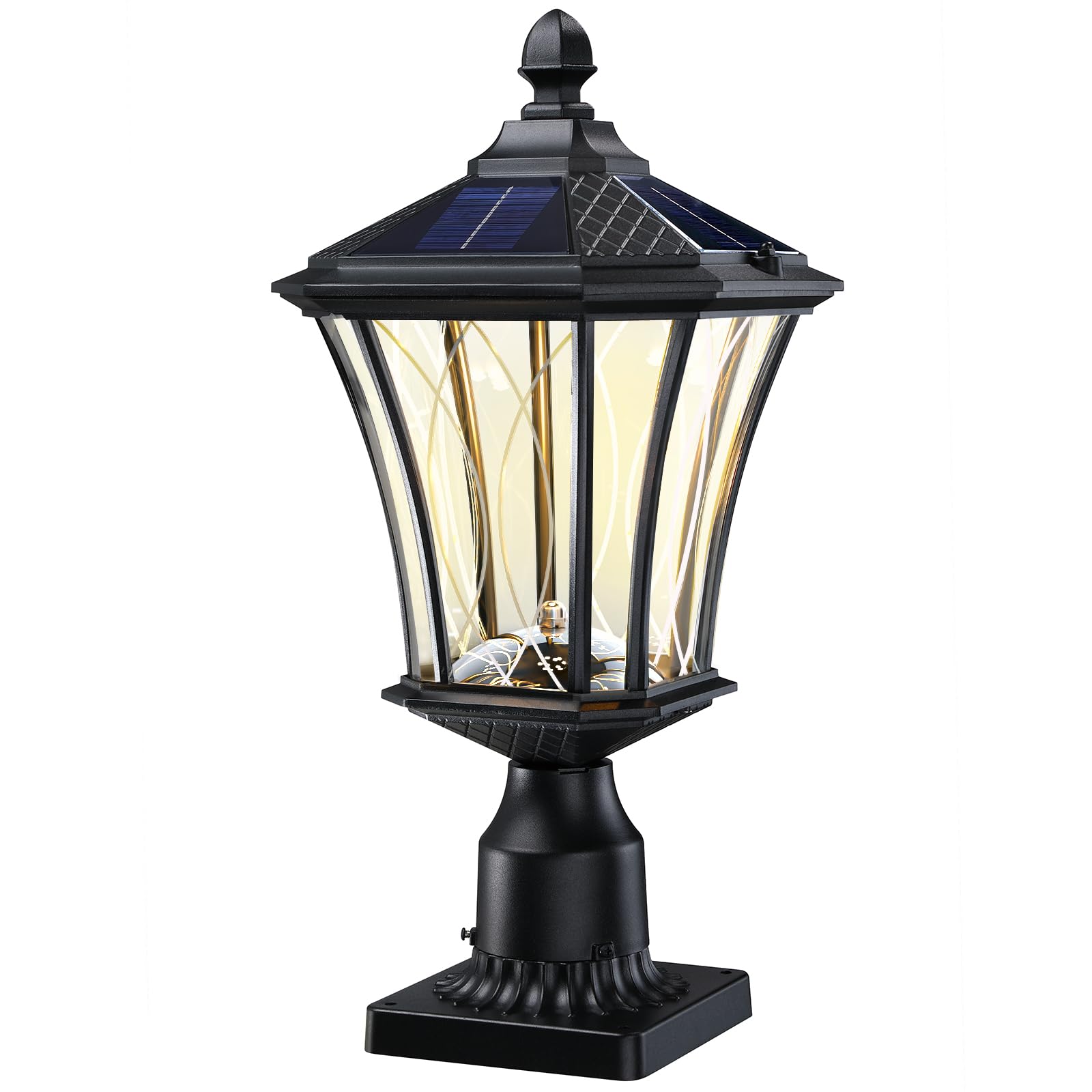 19.6" Solar Post Lights, Dusk to Dawn Outdoor Post Lights Solar Lamp Post Light