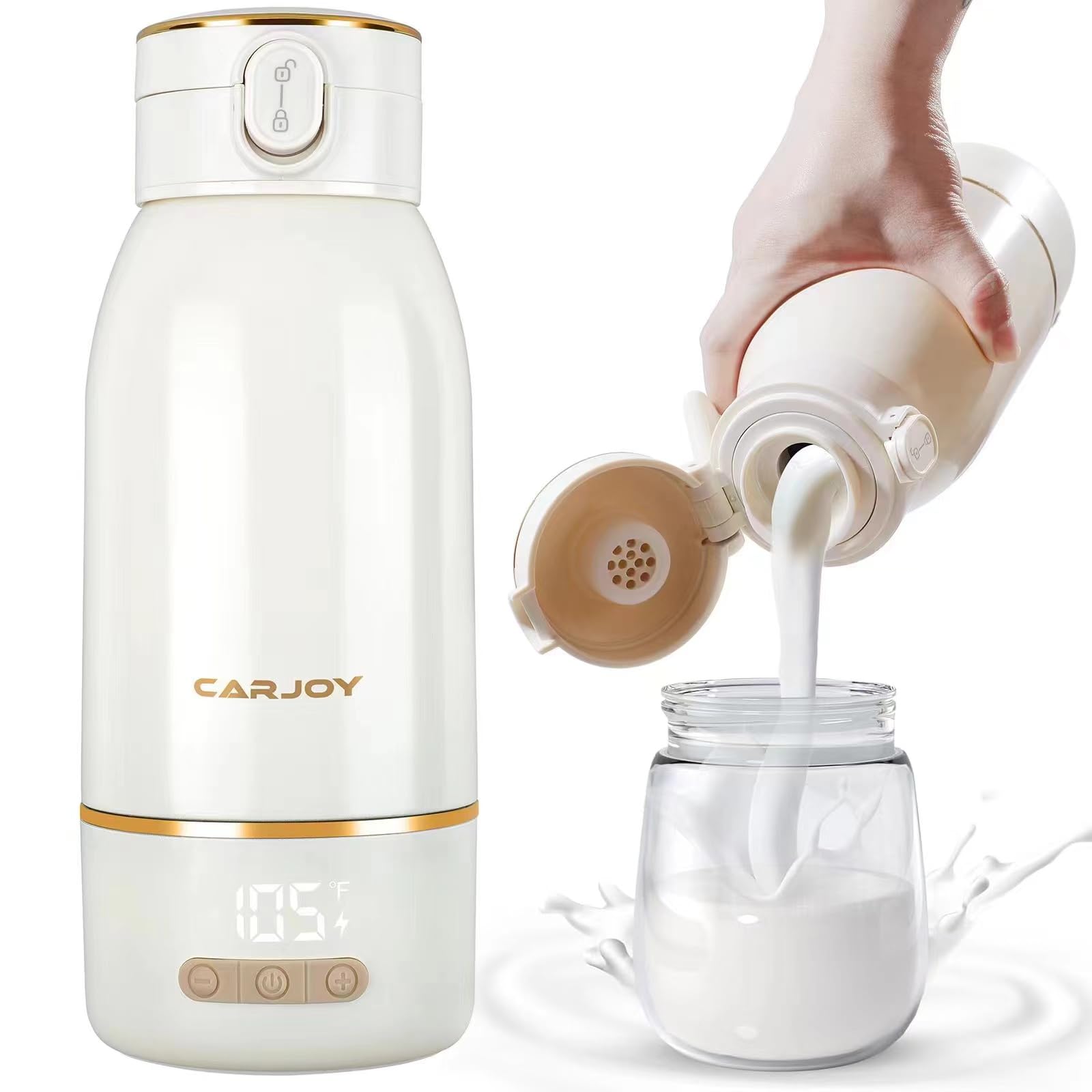 Portable Bottle Warmer, 17oz Big Capacity Travel Warmer for Breastmilk