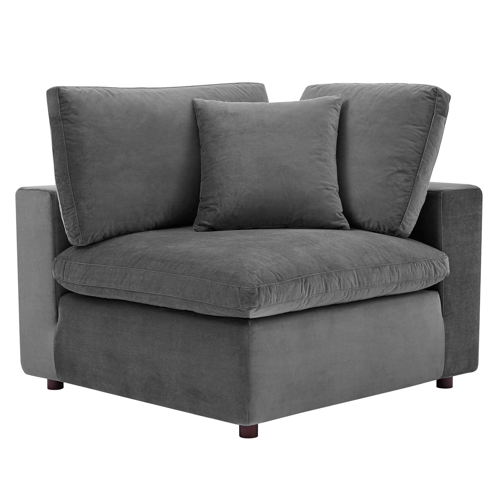 Commix Down-Filled Overstuffed Performance Velvet 4-Seater Sofa