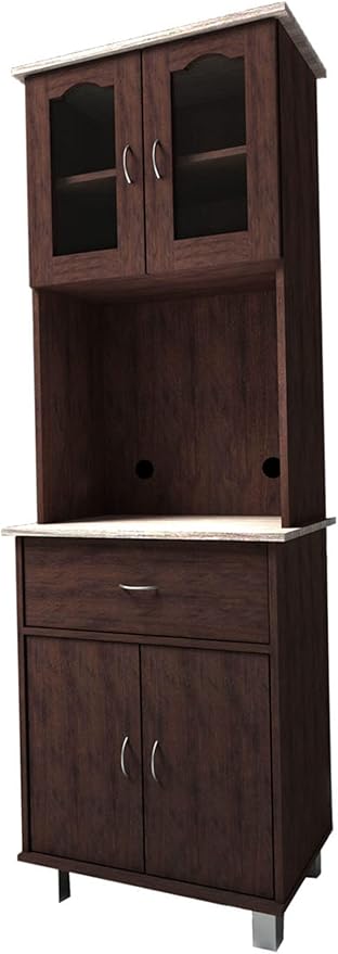 Long Standing Kitchen Cabinet with Top & Bottom Enclosed Cabinet Space