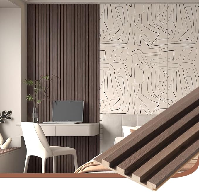 Board 2PCS Wood Slat Acoustic Wall Panels for Ceiling and Wall Decor 3D Fluted Sound