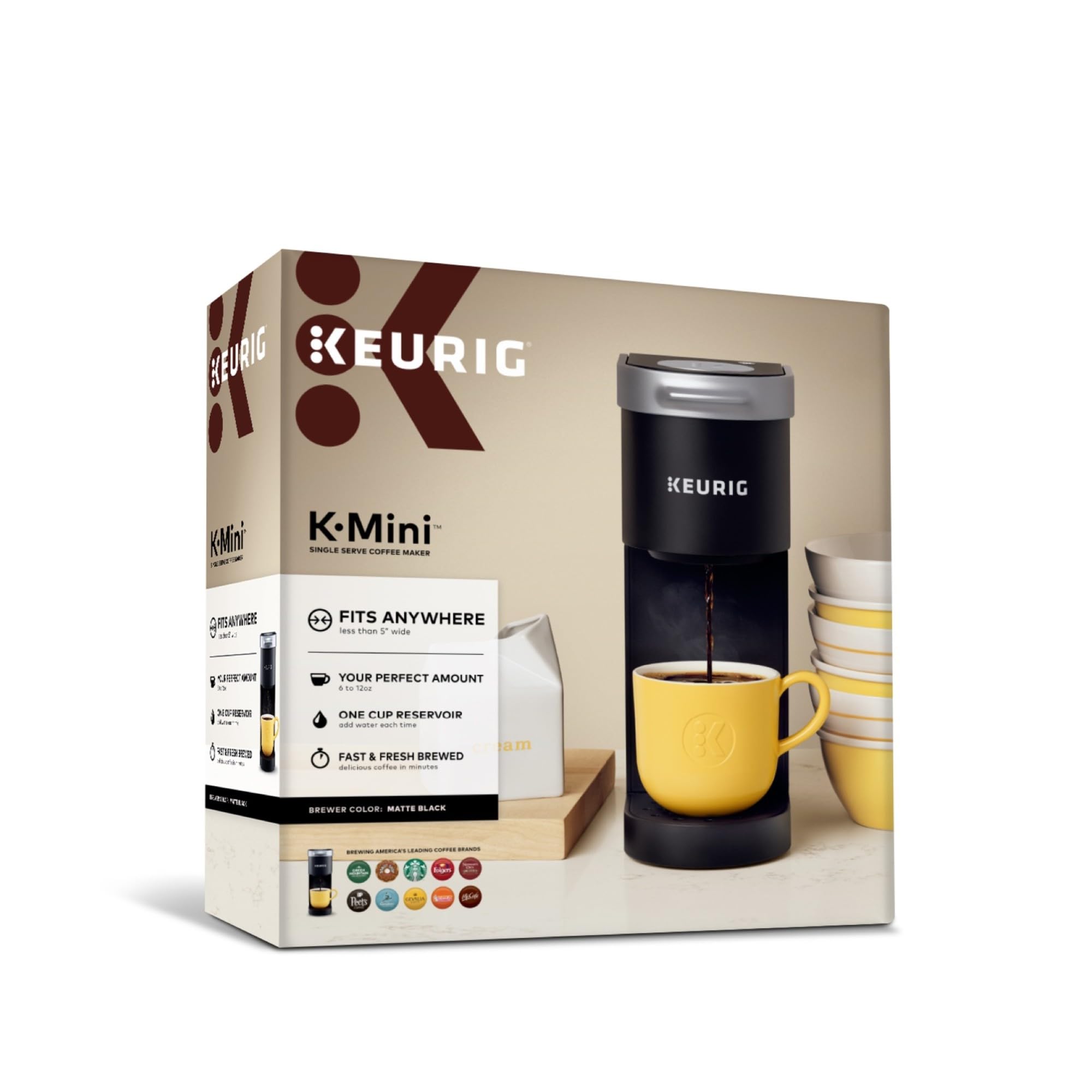 K-Mini Single Serve K-Cup Pod Coffee Maker, 6 to 12oz Brew size, with Cord Storage