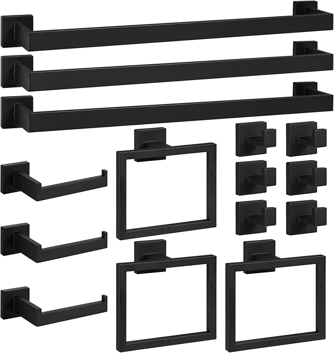 15-Pieces Bathroom Hardware Set - Polished Chrome Bathroom Accessories, 24 Inch