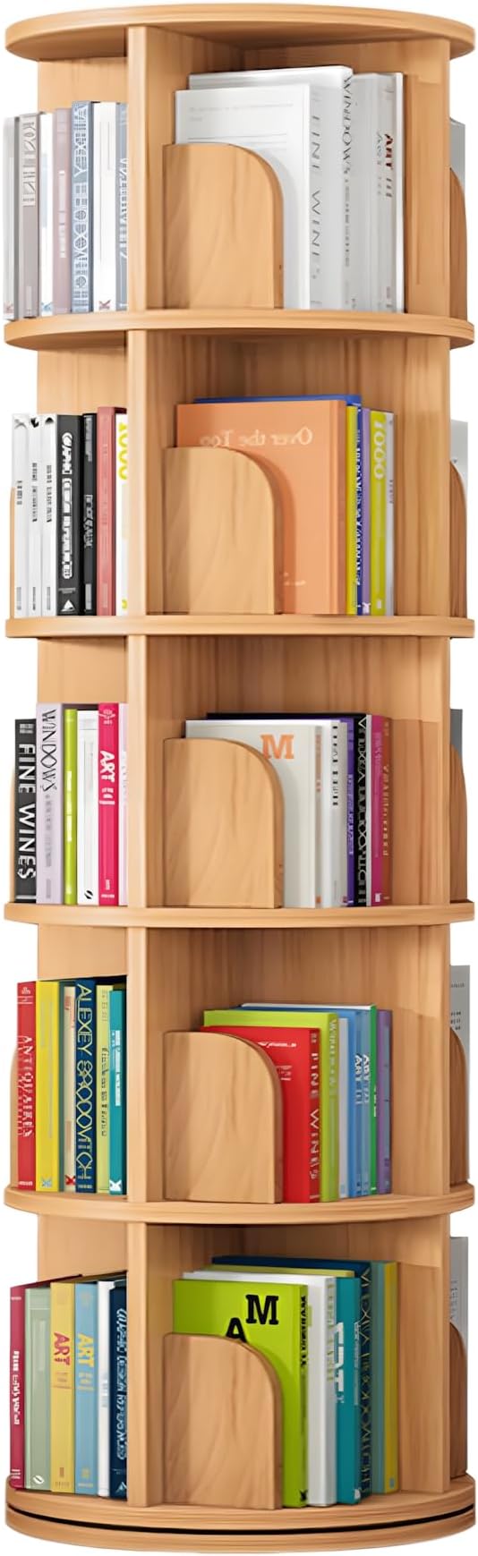 Bookshelf Tower,Rotating Bookshelf for Kids&Adults,3 Tier Rotating Stackable Shelves