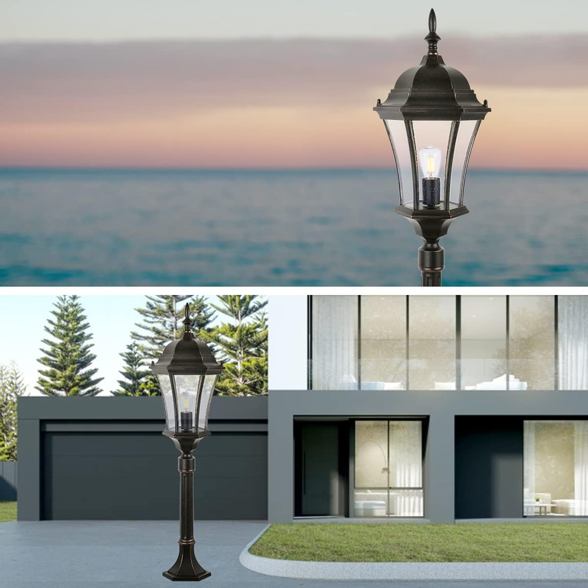 Outdoor Light Fixture, 1*Wall Mount (No Sensor) + 2* Post/Pier Mount (No Sensor)