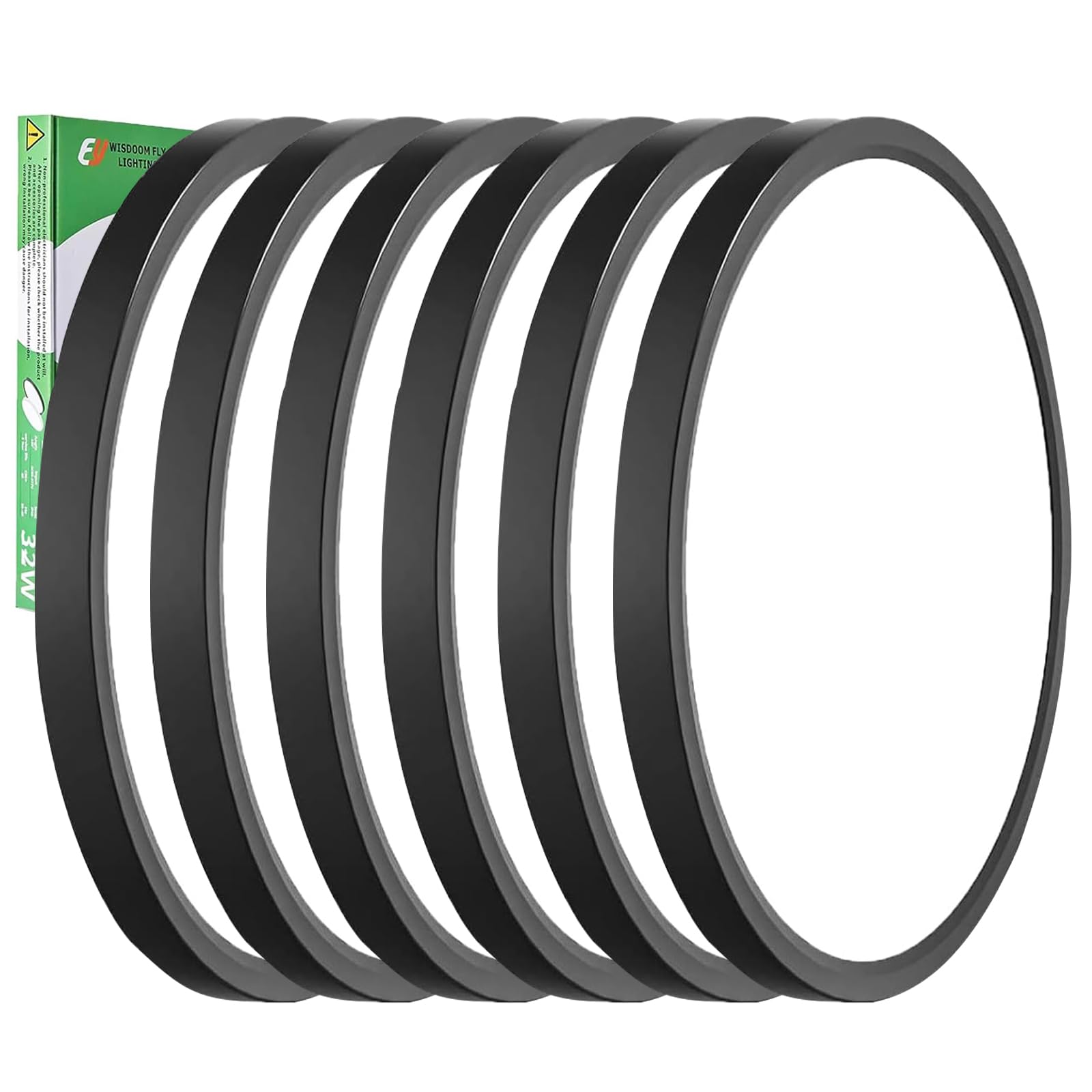 6PK 15.8 Inch LED Flush Mount Ceiling Light Black, 32W, 3480LM