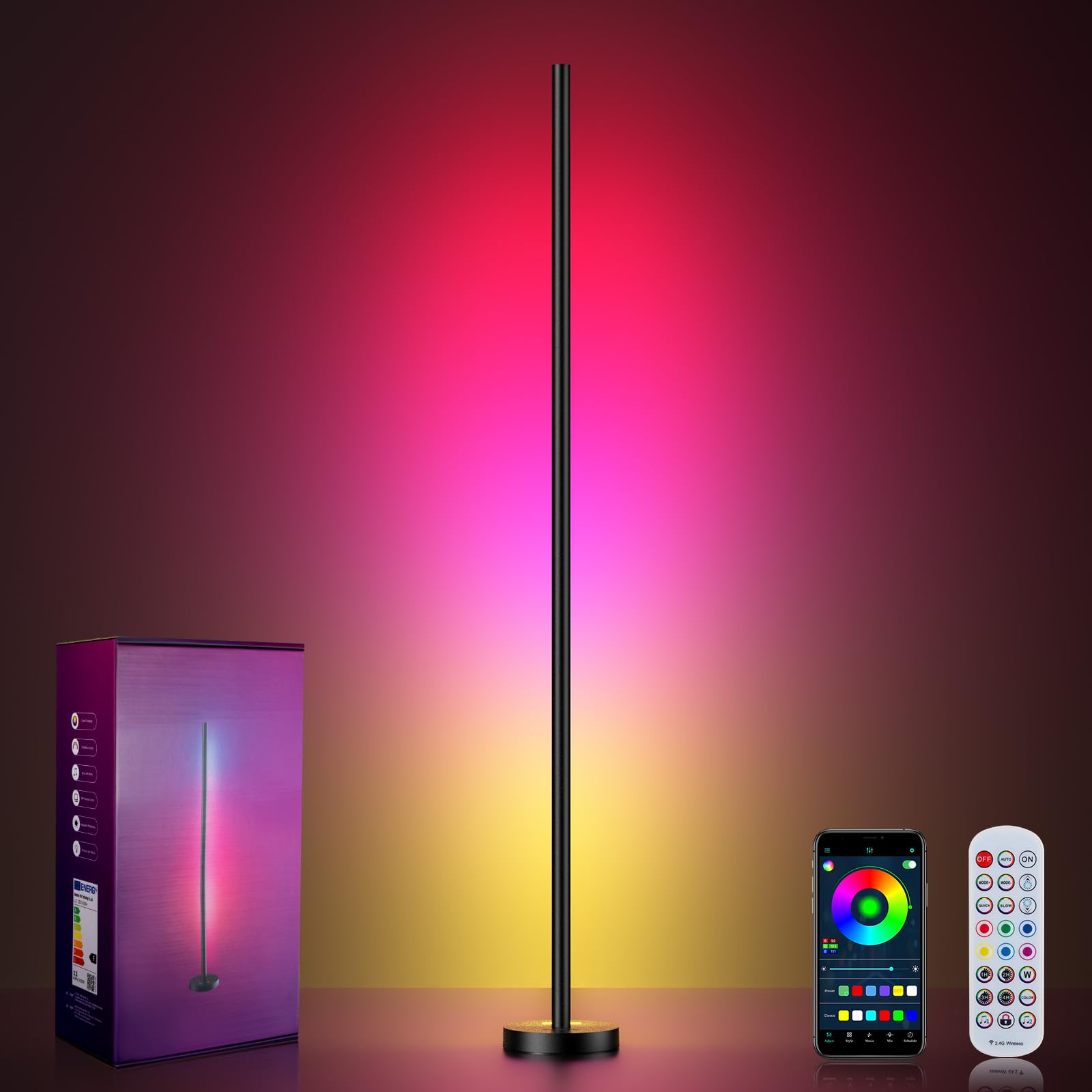 Smart RGBICW LED Corner Floor Lamp - 16 Million DIY Colors