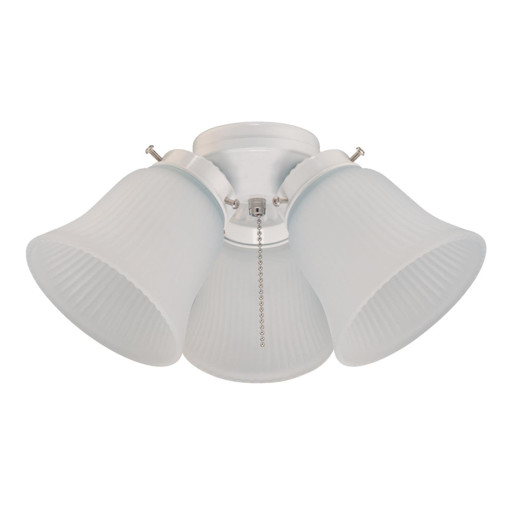 77847 3LGT WHT Fros 3 Frosted Ribbed Glass Ceiling Fan Light Kit, No Size, WHITE