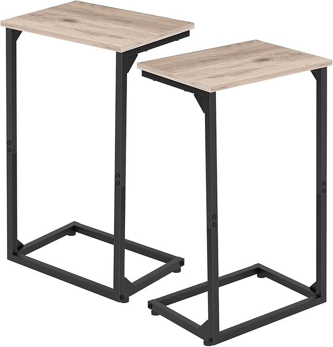 C Shaped End Table Set of 2, Couch Tables That Slide Under, living room