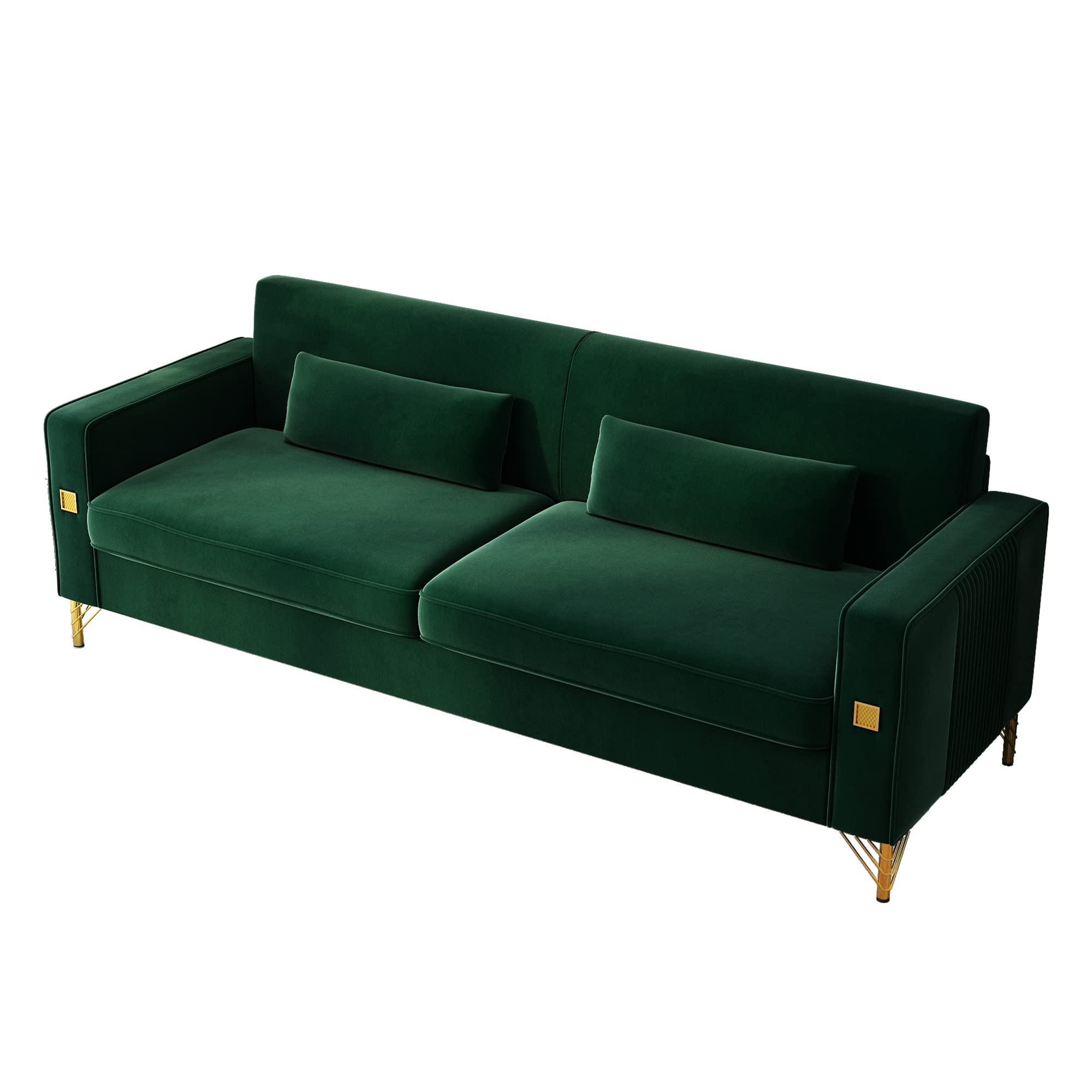 85.63" Velvet Sofa,Modern Loveseat Couch with Pillows Set of 2 for Living Room