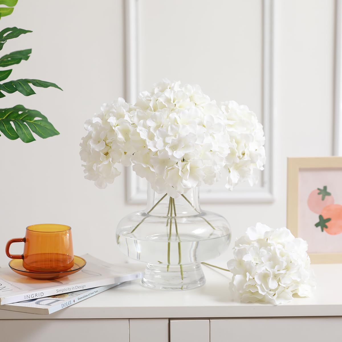 Hydrangea Artificial Flowers -12 pcs Realistic Fake Hydrangea Silk Flowers