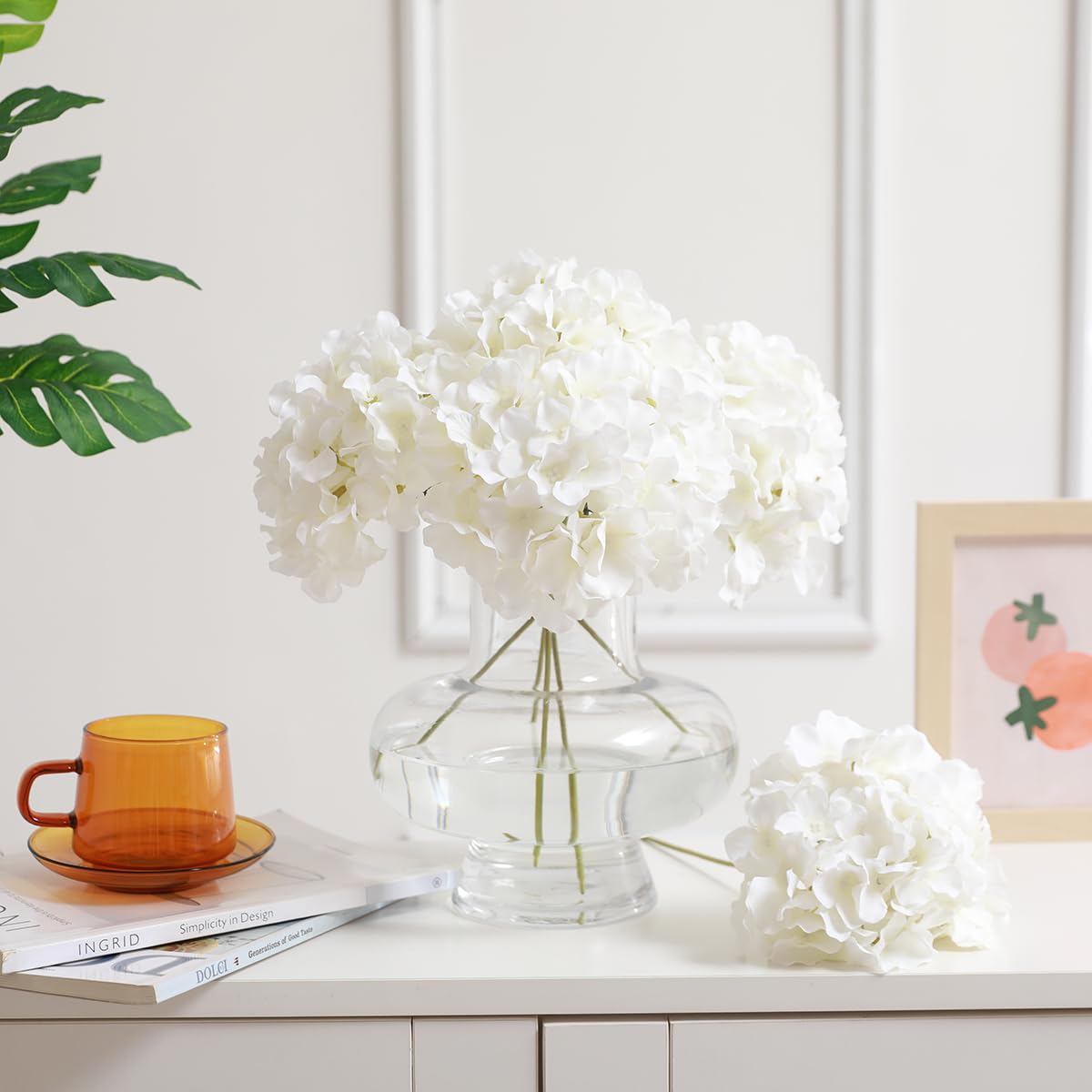 Hydrangea Artificial Flowers -12 pcs Realistic Fake Hydrangea Silk Flowers