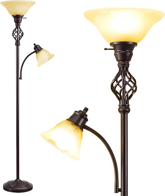 Torchiere Floor Lamp for Living Room, LED Standing Reading Light for Bedroom