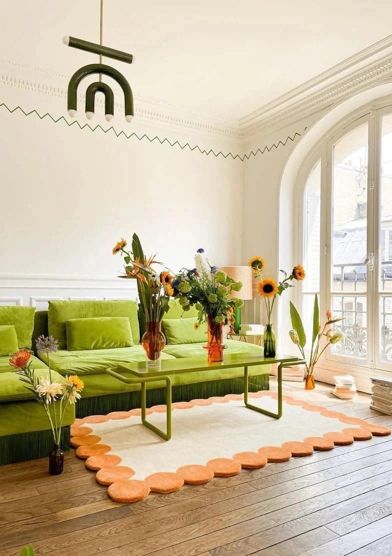 Scallop Rug Bohemian Handmade Designer Rug Hand Tufted Rugs for Living Room