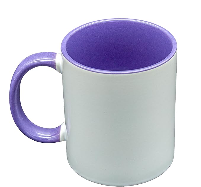 Sublimation Mugs 11 Oz, Purple Inner & Handle - Premium Coffee Cups for Heat Press ojects - Versatile Coffee Mug Design Ideal for Personalized Creations, Set of 10