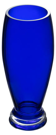 Glass - Footed Round Vase - Cobalt - 12" H (12 Inches High) Made in Europe