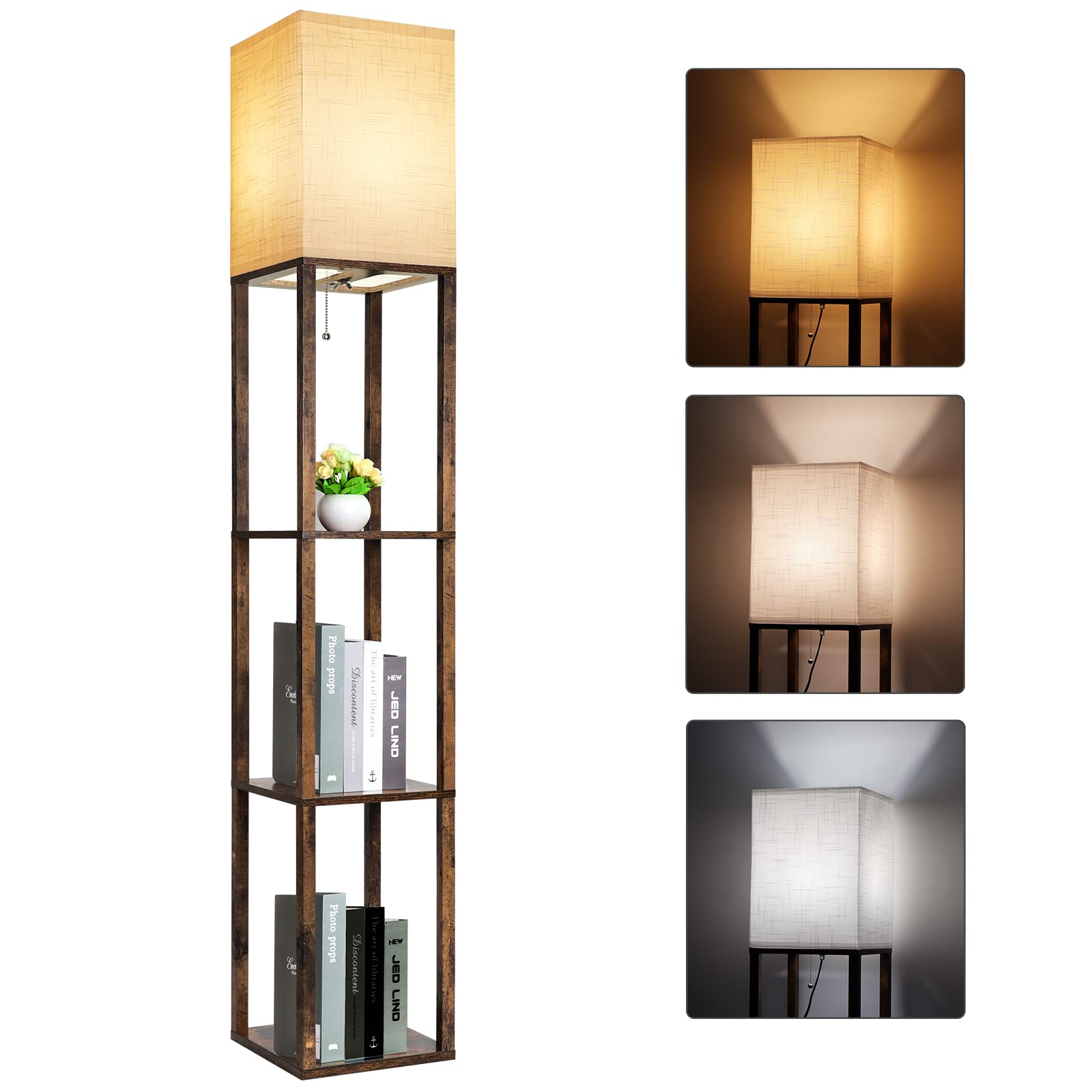 Floor Lamp with Shelves, Modern Shelf Lamp for Display Storage, living room