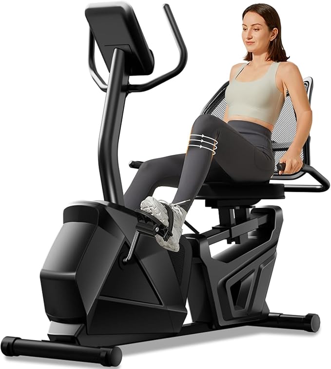 Recumbent Exercise Bike, Stationary Bikes for Home with Adjustable Seat