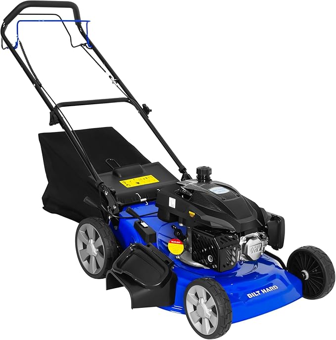 21 Inch 201cc 4-Cycle Engine Push Lawn Mower, 3-in-1 Gas Lawn Mower with Bagging
